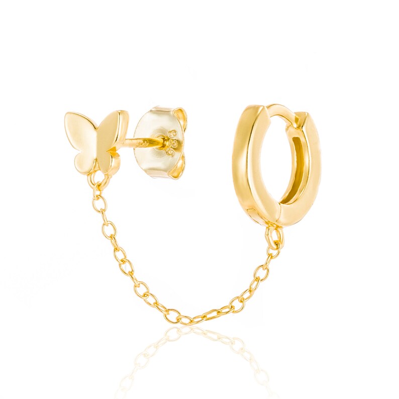 Cute Dainty Butterfly Hoop Huggie Butterfly Valentines Christmas Gold Earring Tiny Minimal Modern Mini Birthday Gift Dainty
