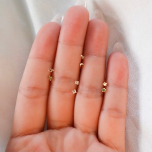 Dainty Tiny Diamond Earring/ Pave, Earring, tiny, dainty, modern, minimal, cute, christmas, mini, small, birthday, gift, Valentines Gift image 3