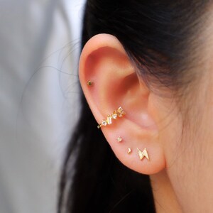 Dainty Tiny Diamond Earring/ Pave, Earring, tiny, dainty, modern, minimal, cute, christmas, mini, small, birthday, gift, Valentines Gift image 4