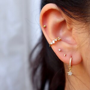 Dainty Tiny Diamond Earring/ Pave, Earring, tiny, dainty, modern, minimal, cute, christmas, mini, small, birthday, gift, Valentines Gift image 6