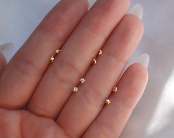 Dainty Celestial Earring Stud Set / Star, Moon, Cloud, Astrology, Horoscope, Dainty, Modern, Minimal, Christmas, Birthday Gift, Valentines