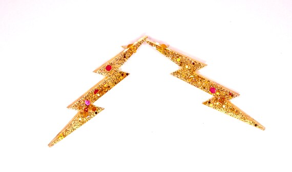 Gold Lightning Stud Earrings