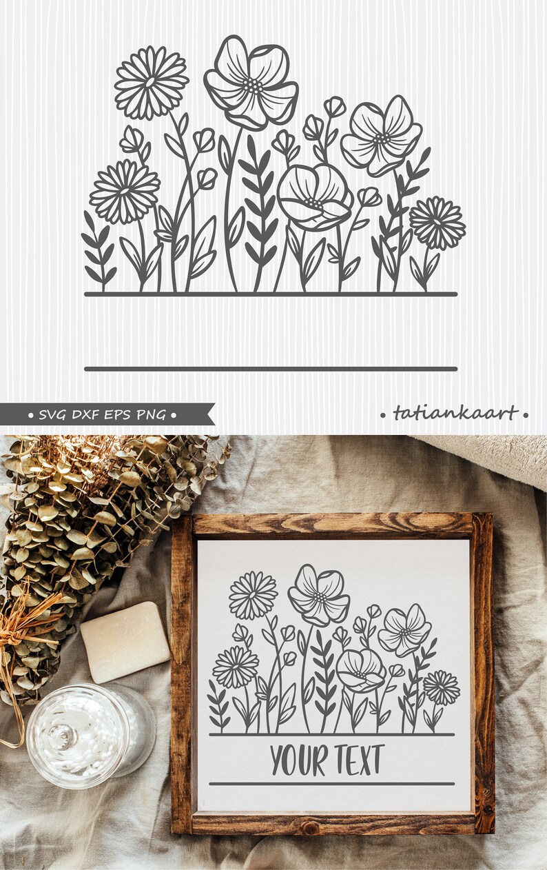 Wildflower svg files for cricut flower border cricut svg Etsy
