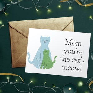 From Child to Mom Printable Mother’s Day Card | Funny Cute Cat Animal Cartoon Pun | Birthday | Digital 5x7 Blank Inside Greeting Card