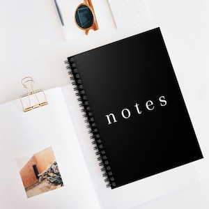 Notes Spiral Notebook - Ruled Line | Minimalist Journal | Black and White | Writing Paper