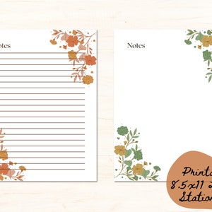 Afdrukbaar briefpapier | Floral Lined Note Paper PDF-| GoodNotes Notebook Sjabloon | Kleurrijke Unlined Journal | Letter Formaat 8.5 x 11