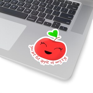 Tu sei la pupilla dei miei occhi / Adesivo per anniversario di San Valentino con mela a forma di cartone animato / Adesivo per custodia per laptop, telefono, notebook, borraccia Hydroflask
