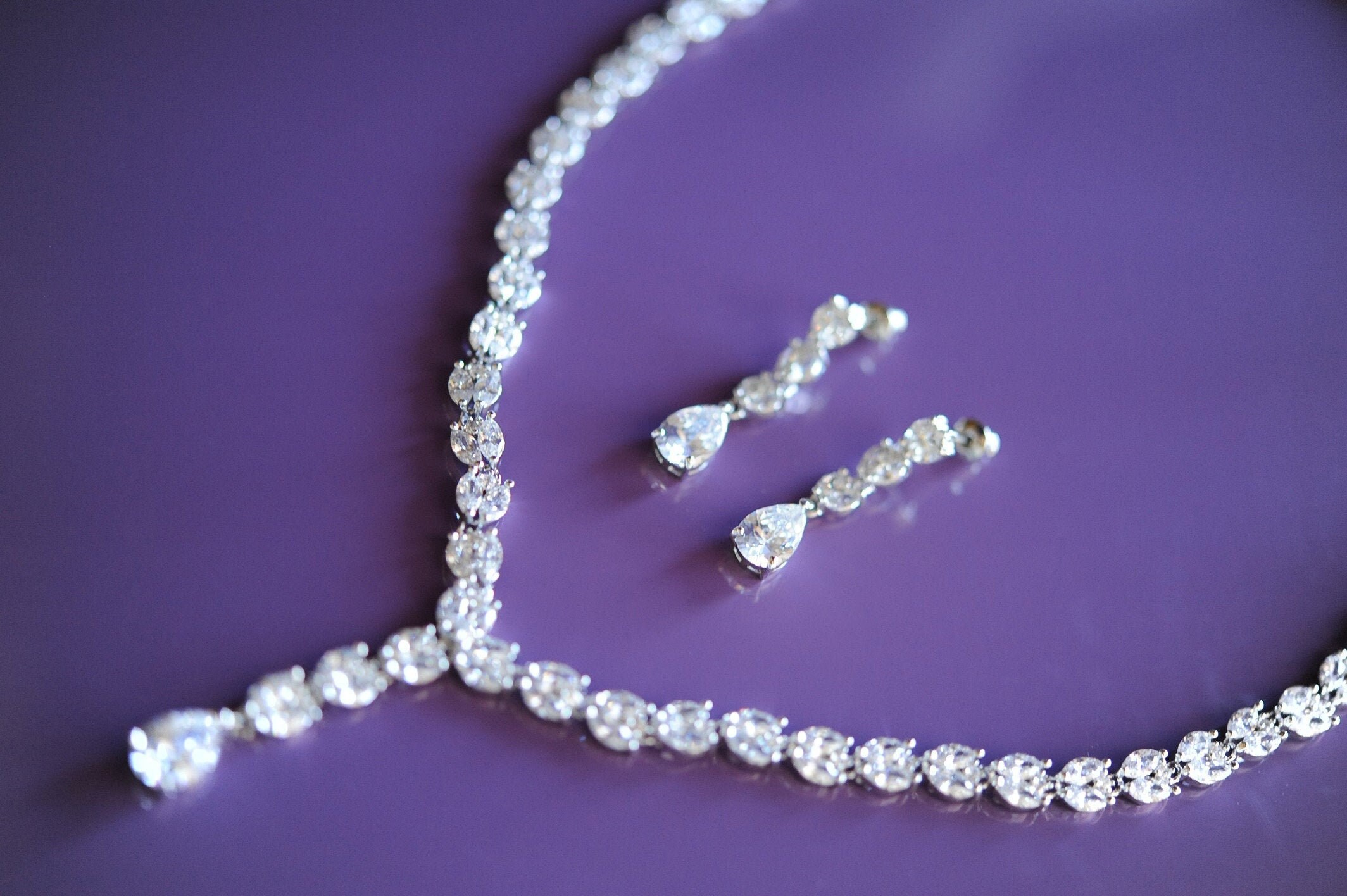 wholesale supplies Silver Prom Necklace and Earrings Bridal