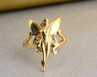 Gold Fairy Ring: Handmade Brass Angel Ring