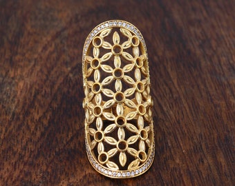 Brass Filigree Flower Ring: Dainty Boho Jewelry