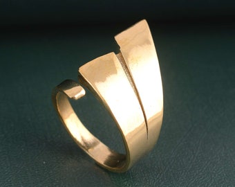 Bypass Ring: Adjustable Gold Wave Statement Ring