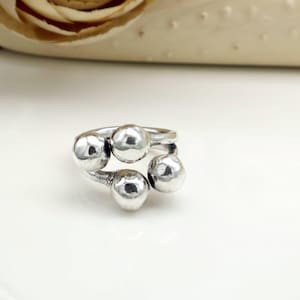 Handmade Silver Ball Ring: Chunky Geometric Brass Cuff