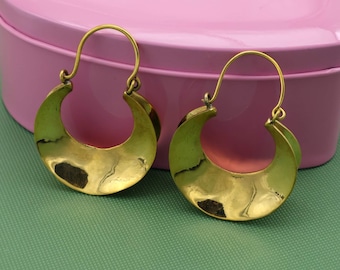 Gold Crescent Hoop Earrings, Boho Jewelry