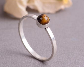 Edelstein Tigerauge Ring, Boho Ring, stapelbar Schmuck, Sommer Geschenke.
