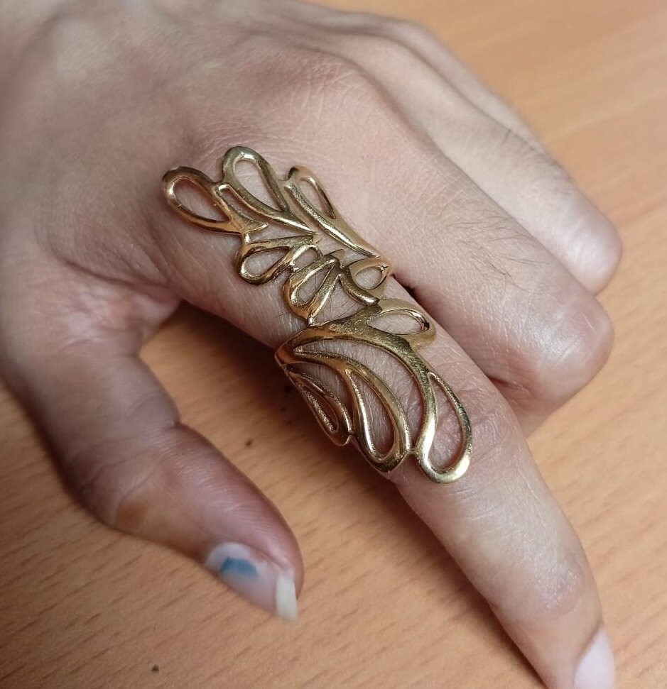 Gold Leaf Ring Brass Ring Leaf Wrap Ring Minimalist Ring Etsy