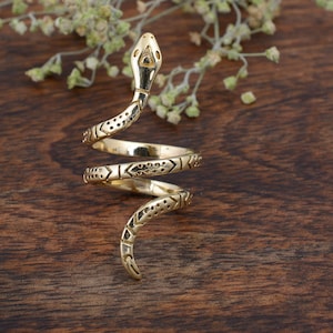 adjustable Snake ring, Serpent ring, dainty ring, spiral snake ring, gold snake ring, wrap ring, open snake ring, gift for girl.