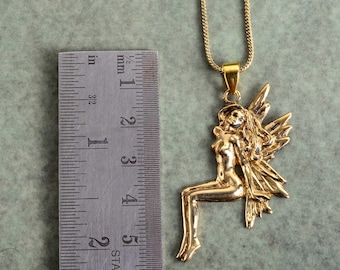 Brass Angel Necklace Pendant: Guardian Jewelry