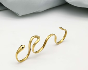 Adjustable gold Snake Ring: Vintage Serpent Spiral Ring