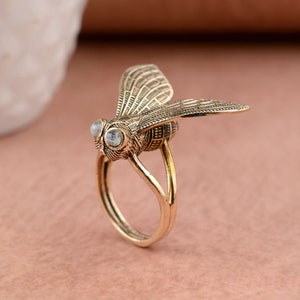 Vintage Ring Bee Ring Clear Swarovski Crystals 18kt Gold Insect Womans Jewlery Handmade R681 Antique Rings Limited Stock Never Worn Etsy Canada