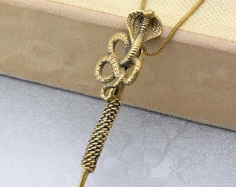 Snake Brass Ear Spoon Pendant: Bohemian Keychain Ear Pick