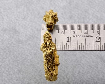 Pulsera de dragón de latón con dos cabezas hecha a mano - Joyería unisex ajustable