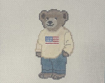 Americana Needlepoint Teddy Bear 18 Mesh