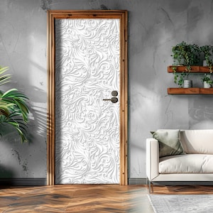 Modern Vinyl Door Sticker for Home, White Modern Door Decal for Home Decor,  Laundry Room, or Interior Door Makeover