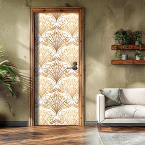Art Deco Door Sticker, Door Mural Peel and Stick Cover Self-adhesive Decal, Modern door wrap Removable