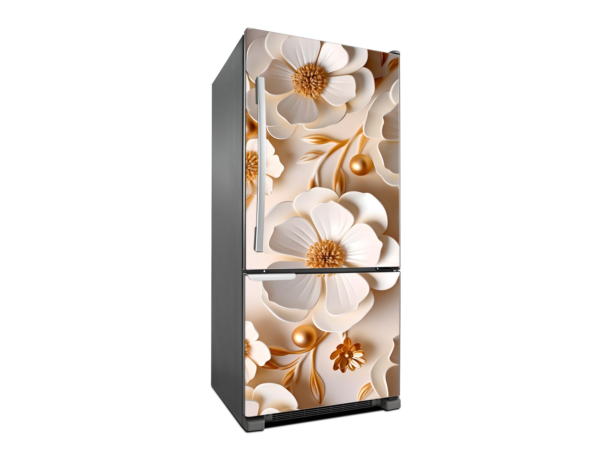 Flower 3D Composition Decal Fridge, Floral Wall Fridge Stickers, Peel ...