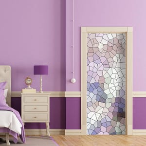 Mosaic Stained Glass Mural for Door, Window Wall Fridge Sticker Peel and Stick Cover Self-adhesive Decal Wrap Door Mural Front Door RD116