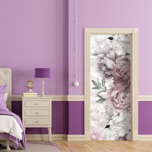 Zachte pioen hoes voor deur, pioenrozen bloemenprint sticker peel & stick, verwijderbare deur muurschildering voordeur slaapkamer keuken badkamer RD25