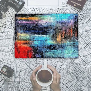 Dark Blue Oil Painting Art Laptop Cover - Universal Laptop Vinyl Wrap - Paint Brush Notebook Protective Skin - Custom Size Laptop Skins