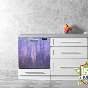 Vaatwasser machine vinyl stickers, bloem sticker, Peel & Stick zelfklevende vaatwasser machine wrap, keuken decor verwijderbaar WM36