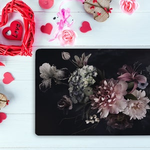 Dark  Floral Protective Laptop Skin Girl/ Peony Flower Universal Notebook Vinyl Wrap / Acer Asus Dell Lenovo HP Chromebook Vinyl Decal GD501