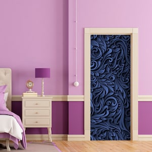 Mandala Mural for Door, Bohemian Decor Window Fridge Sticker Peel and Stick Cover Self-adhesive Decal Wrap Door Mural Front RD137