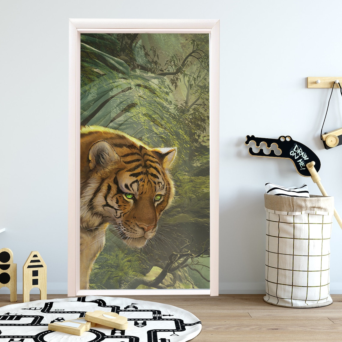 Tiger Decor for Nursery Door Mural Sticker Removable Door Etsy India