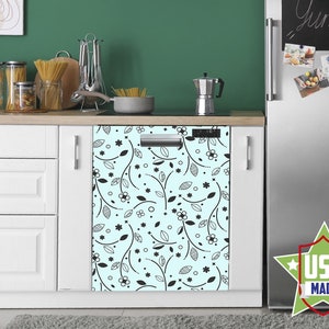 Vaatwasser machine vinyl stickers, lichte aquarel sticker, zelfklevende koelkastomslag, keukendecor verwijderbare retro keukendecor WM7