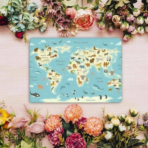 Leuke Dier Wereldkaart Art Kid Beschermende Laptop Huid, Decor Universele Notebook Vinyl Wrap Aangepaste Laptop Skins Peel & Stick Laptop Decal GD89