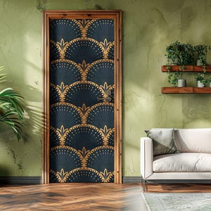 Art Deco Türbild, DIY Peel and Stick Wrap, modernes Wohndekor, entfernbarer Aufkleber Türdekor