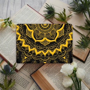 Half Mandala Laptop Skin Boho Notebook Decal Skin, Bohemian Universal Notebook Vinyl Wrap, Custom Size Laptop Skins Peel & Stick Cover GD115