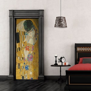 Klimt The Kiss  Decal Peel and Stick Removable Door Mural Front Door Bedroom Kichen Bathroom Self-adhesive Decal Wrap  Mural RD117
