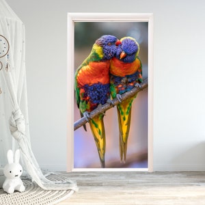Bird Decor for Nursery Door Mural Sticker Removable Door Mural Front Door Bedroom Kichen Bathroom Self-adhesive Decal Wrap Door Mural RD22