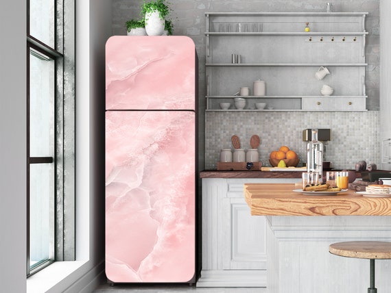Rosa Kühlschrankfolie, Marmor Kühlschrank Aufkleber abziehen und