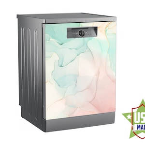 Vaatwasser machine vinyl stickers, zachte pastel marmeren sticker niet metaalachtig, zelfklevende koelkast wrap, keuken decor verwijderbare WM16