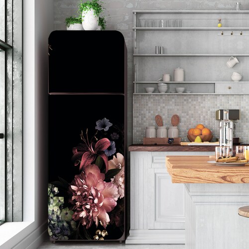Dark Flower Decal Fridgeroses Floral Wall Fridge Stickers Etsy
