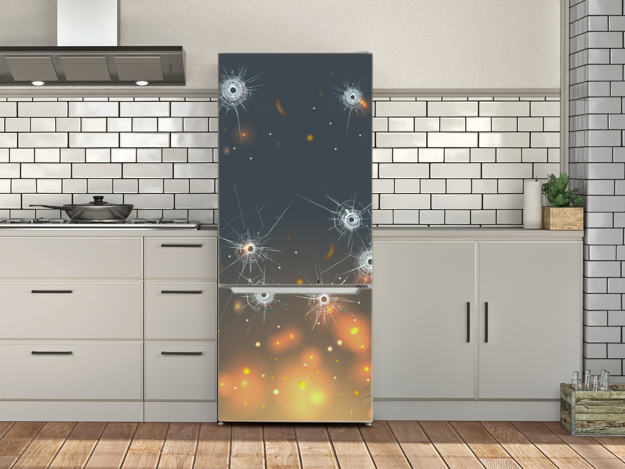 Dark Watercolor Decal Fridge Cover Wall Fridge Stickers Peel Etsy