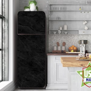 Black Marble Fridge Wrap Refrigerator Cover Peel and Stick Self Adhesive Sticker Fridge Door Modern Kitchen Furniture Decor RD527