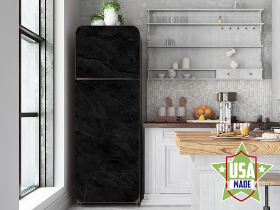 Black Marble Fridge Wrap Refrigerator Cover Peel and Stick Self Adhesive  Sticker Fridge Door Modern Kitchen Furniture Decor RD527 