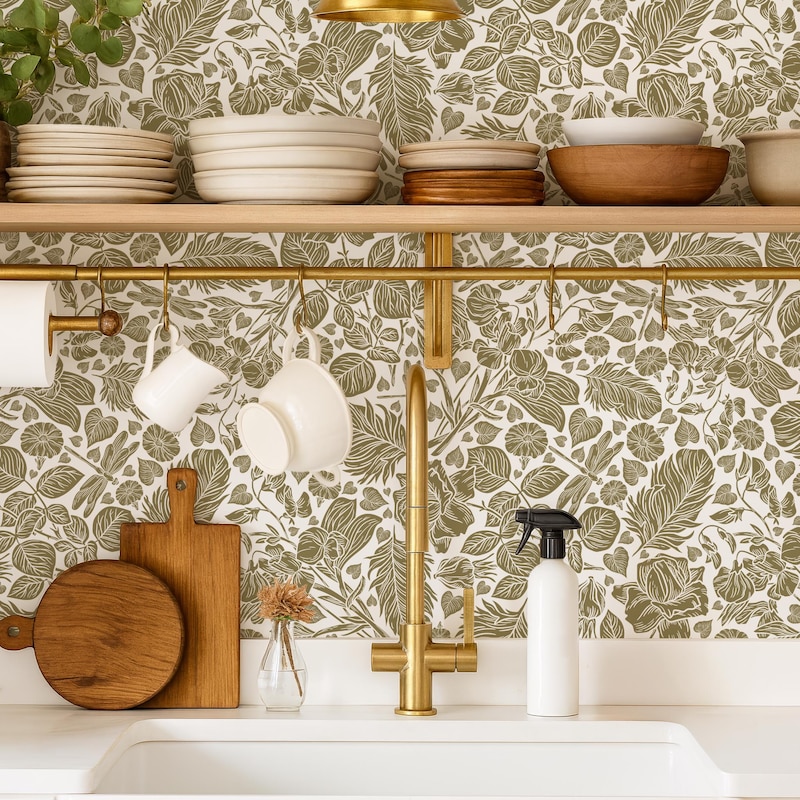 Olive Green Wallpaper - Etsy