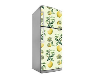 Custom order for Merry Guben  16W x 62H, 24W x 62H, 28W x 62H, 28W x 62H, 36W x 30H inches Watercolor Lemons Decal Fridge Cover Fruits RD59